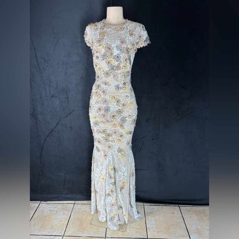 Elegant Floral Embellished Evening Gown by Mandalay